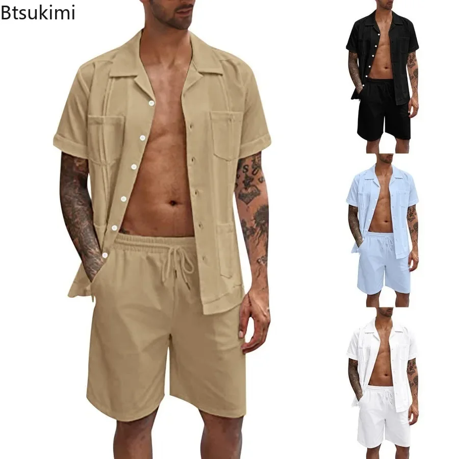 Short Linen Drawstring - Nieuwe heren zomer casual sport 2-delige