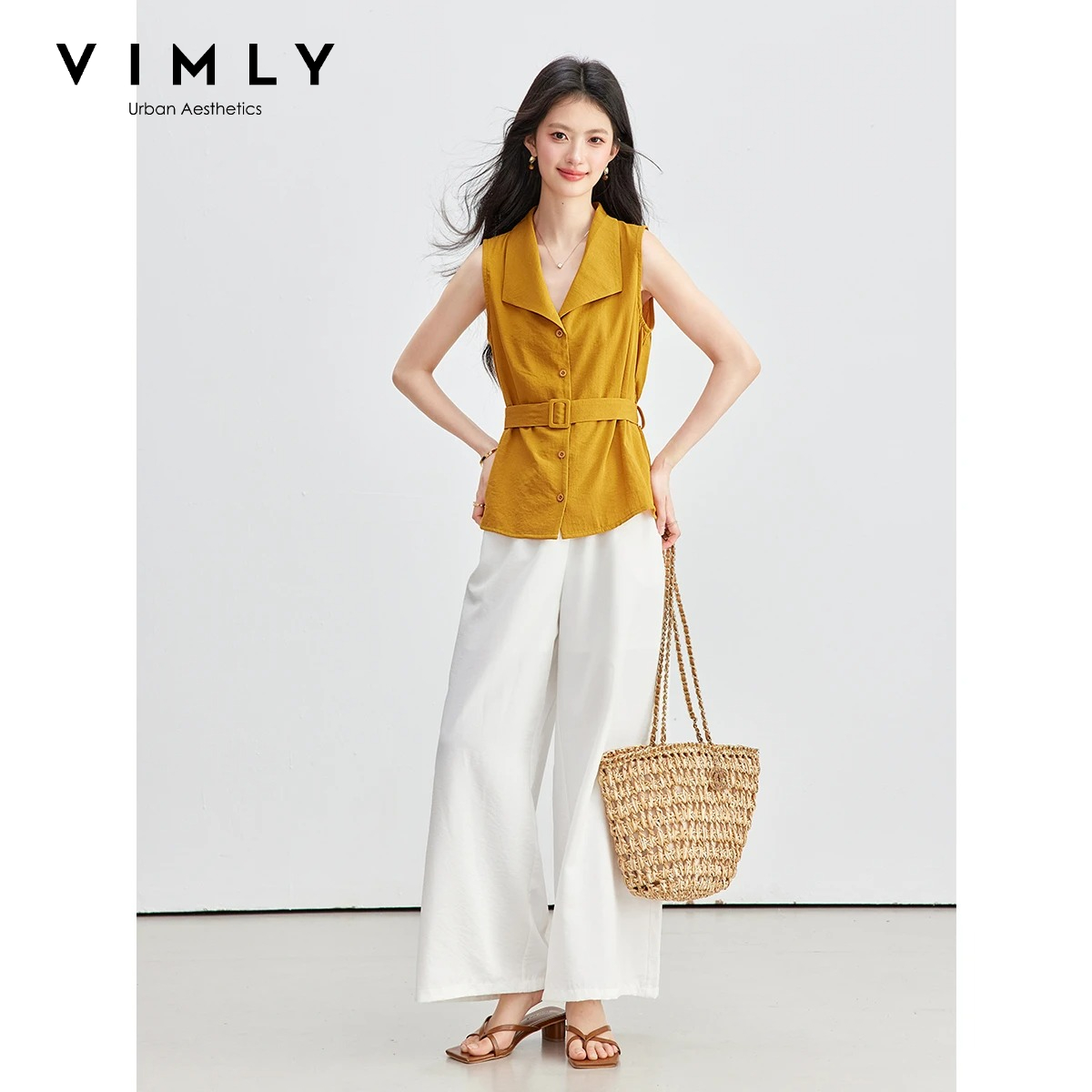 Shirt Camp Collar - VIMLY Vrouwen Zomer Commuter Pak 2026