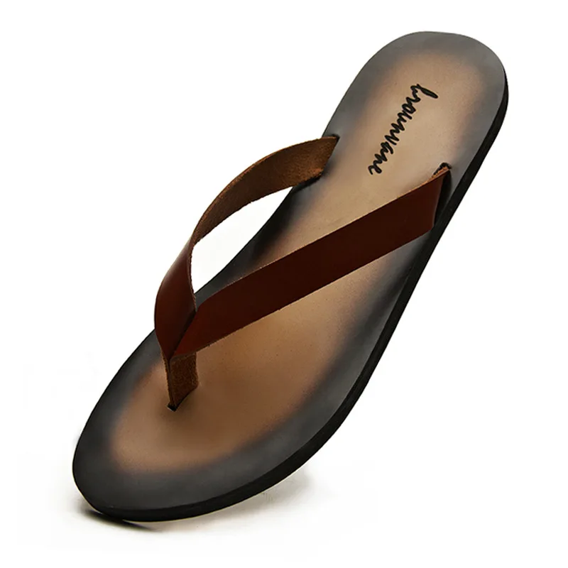 Flip Flop Leather Men - Klassieke lederen herenslippers 2026 zomer nieuwe