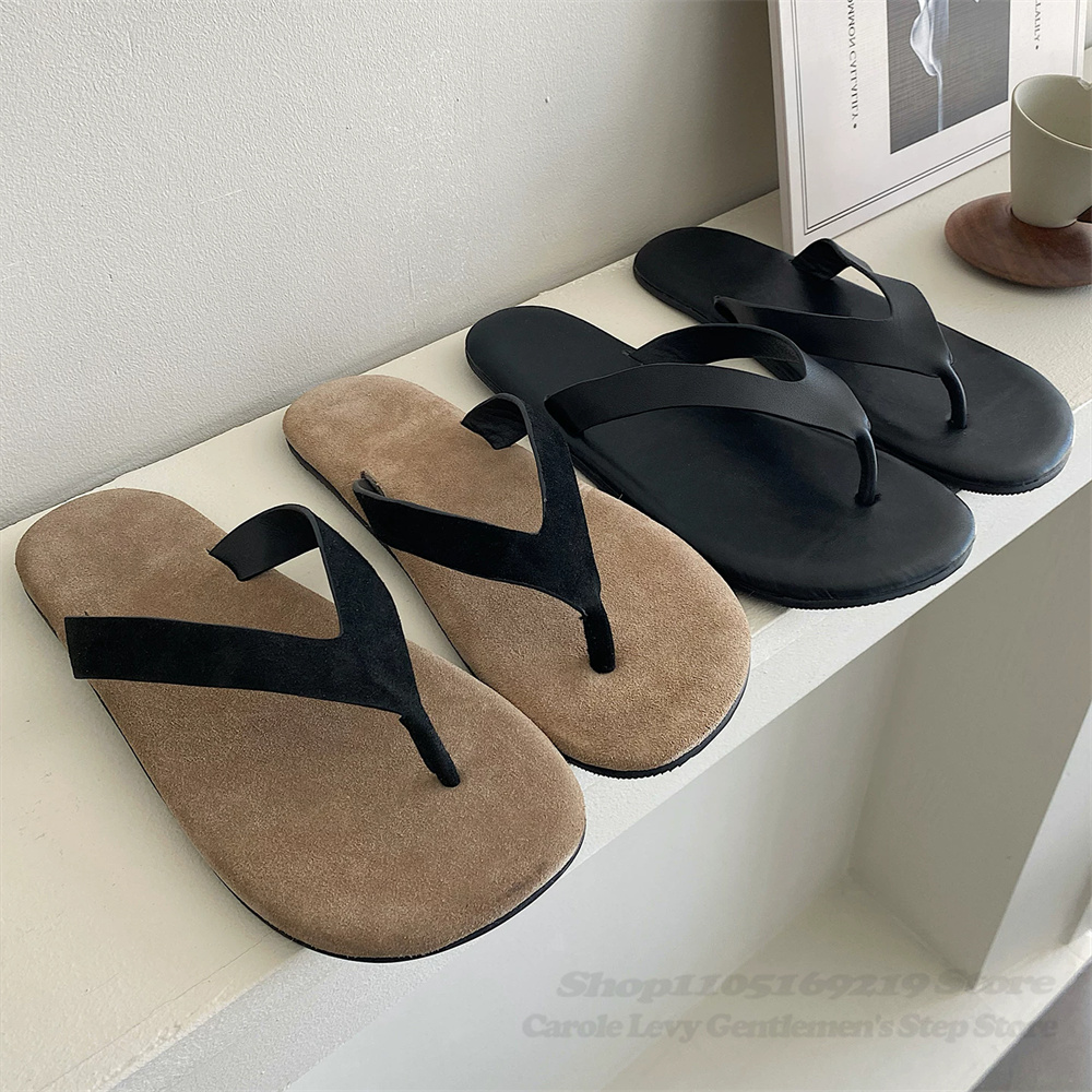 Flip Flop Leather Men - Vintage stijl koeienleren clip-on slippers heren