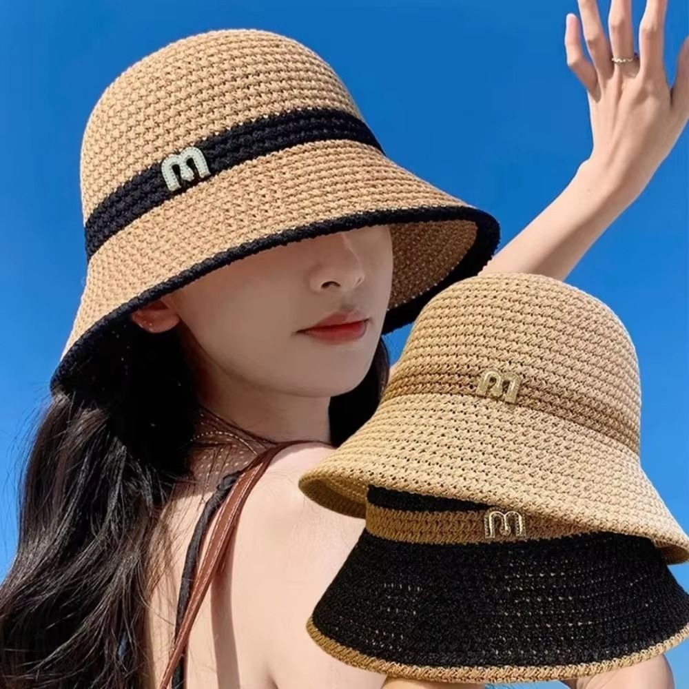 Bucket Hat Straw - Mode Elegante Boog Vissershoed UV-bescherming Opvouwbare
