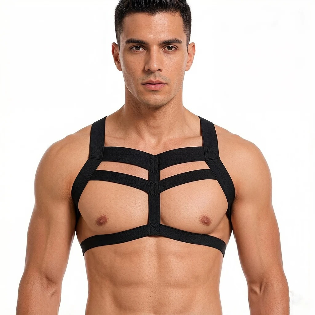 Tank Top Muscle - Heren harnas verstelbare schouderriem nachtclub elastische