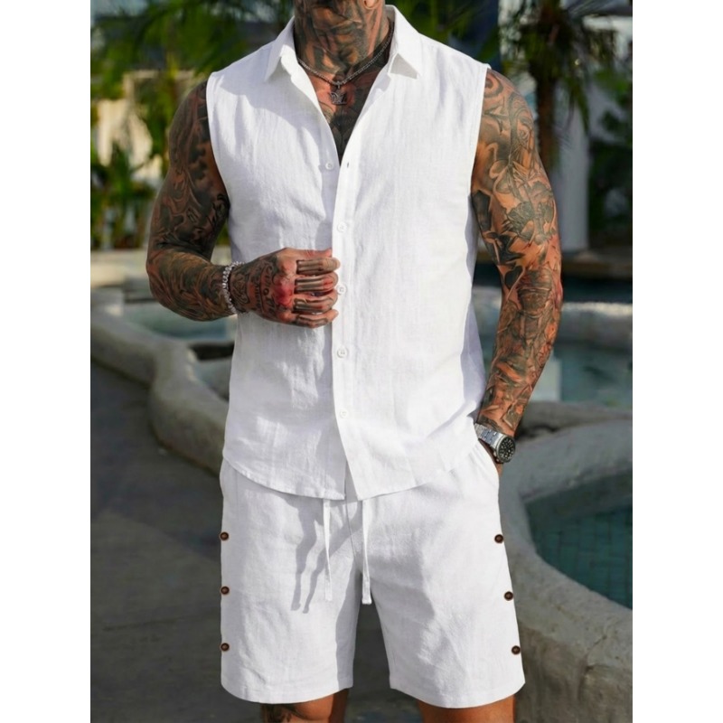 2-delig linnen set voor heren, - Short Linen Drawstring recensie en prijs