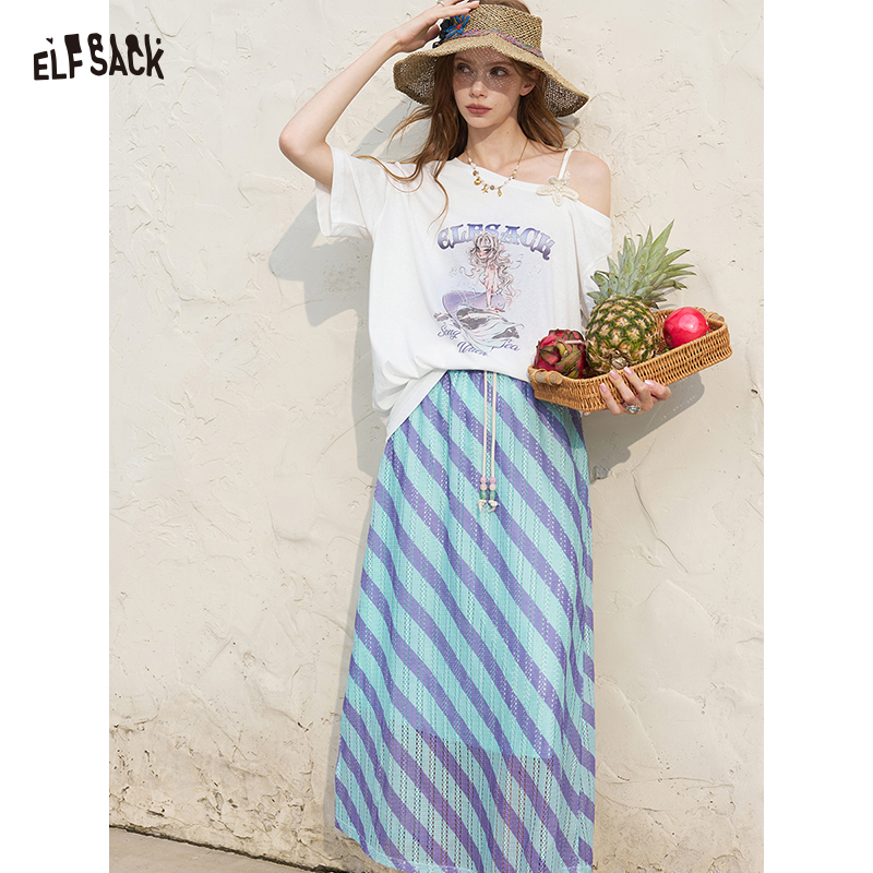 ELFSACK Off-shoulder wit T-shi - Tee Graphic Print recensie en prijs