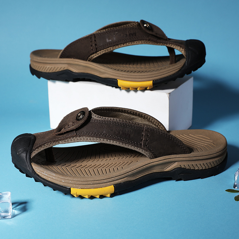 Nieuwe heren slippers van echt - Flip Flop Leather Men recensie en prijs